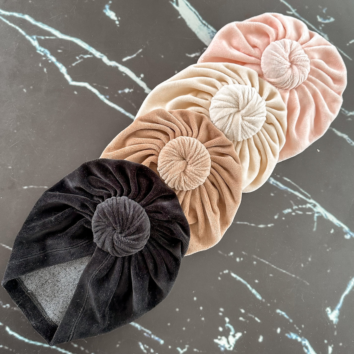 turban mutsje velvet roze