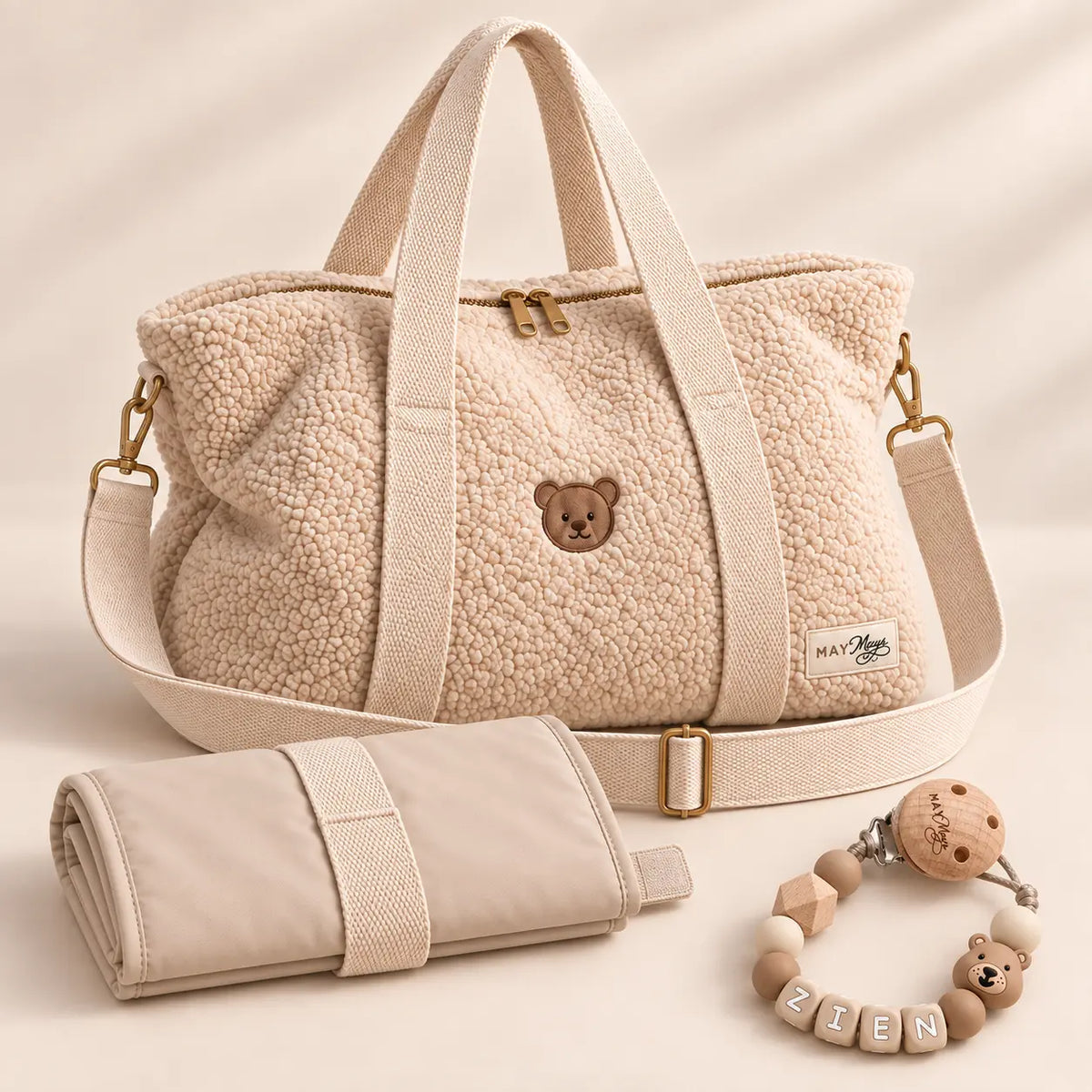 Complete Teddy Luiertas Set – Tas + Speenkoord + Verschoonmatje