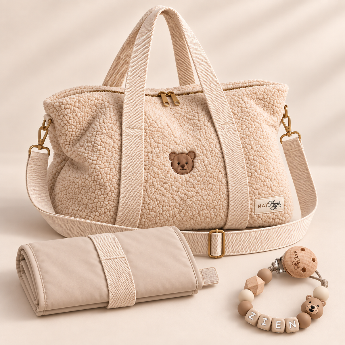 Complete Teddy Luiertas Set – Tas + Speenkoord + Verschoonmatje