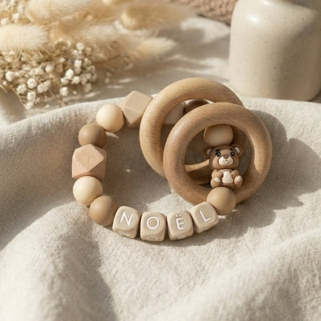 Bijtring met naam beertje