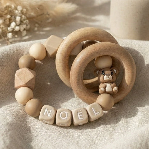 Bijtring met naam beertje