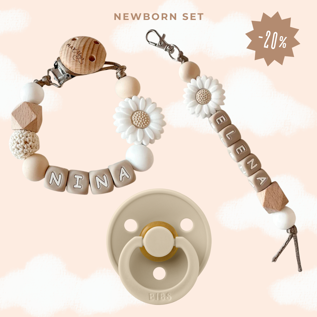 Newborn Cadeauset met Naam – Bloem Wit