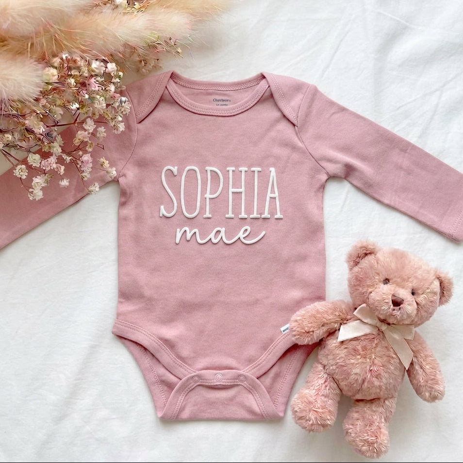Romper met Naam Roze | Dubbele Naam Lange Mouw | May Mays