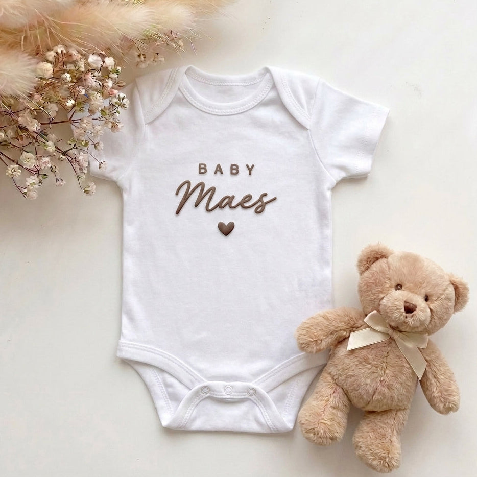 Romper met Naam Wit | Baby Naam | Gepersonaliseerde Babyromper