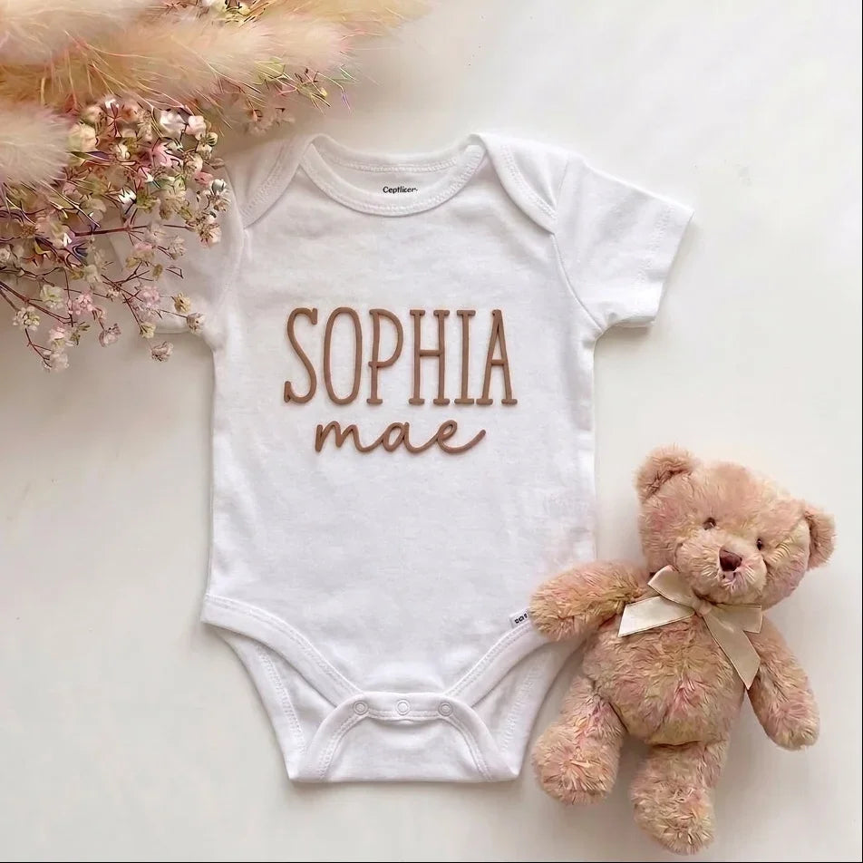 Romper met Naam Wit | Dubbele Naam | Gepersonaliseerde Babyromper