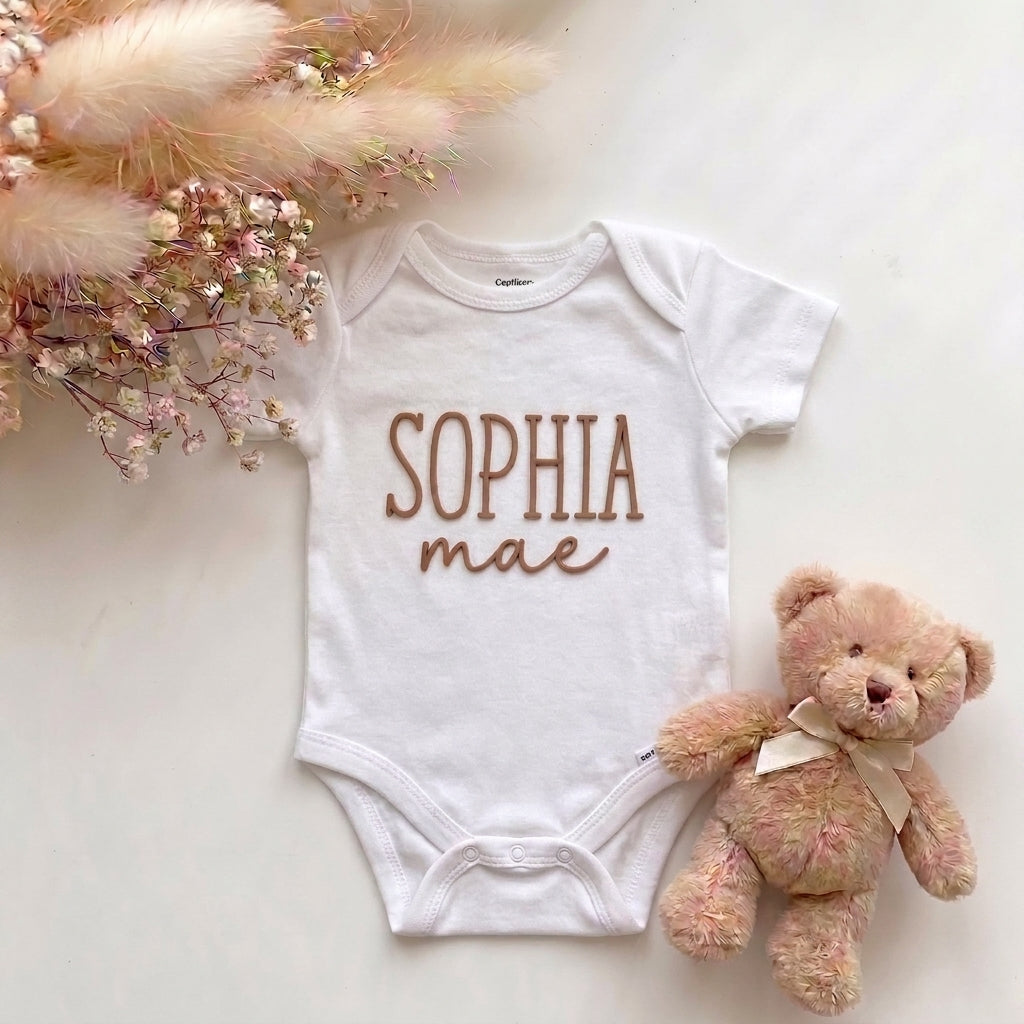 Romper met Naam Wit | Dubbele Naam | Gepersonaliseerde Babyromper