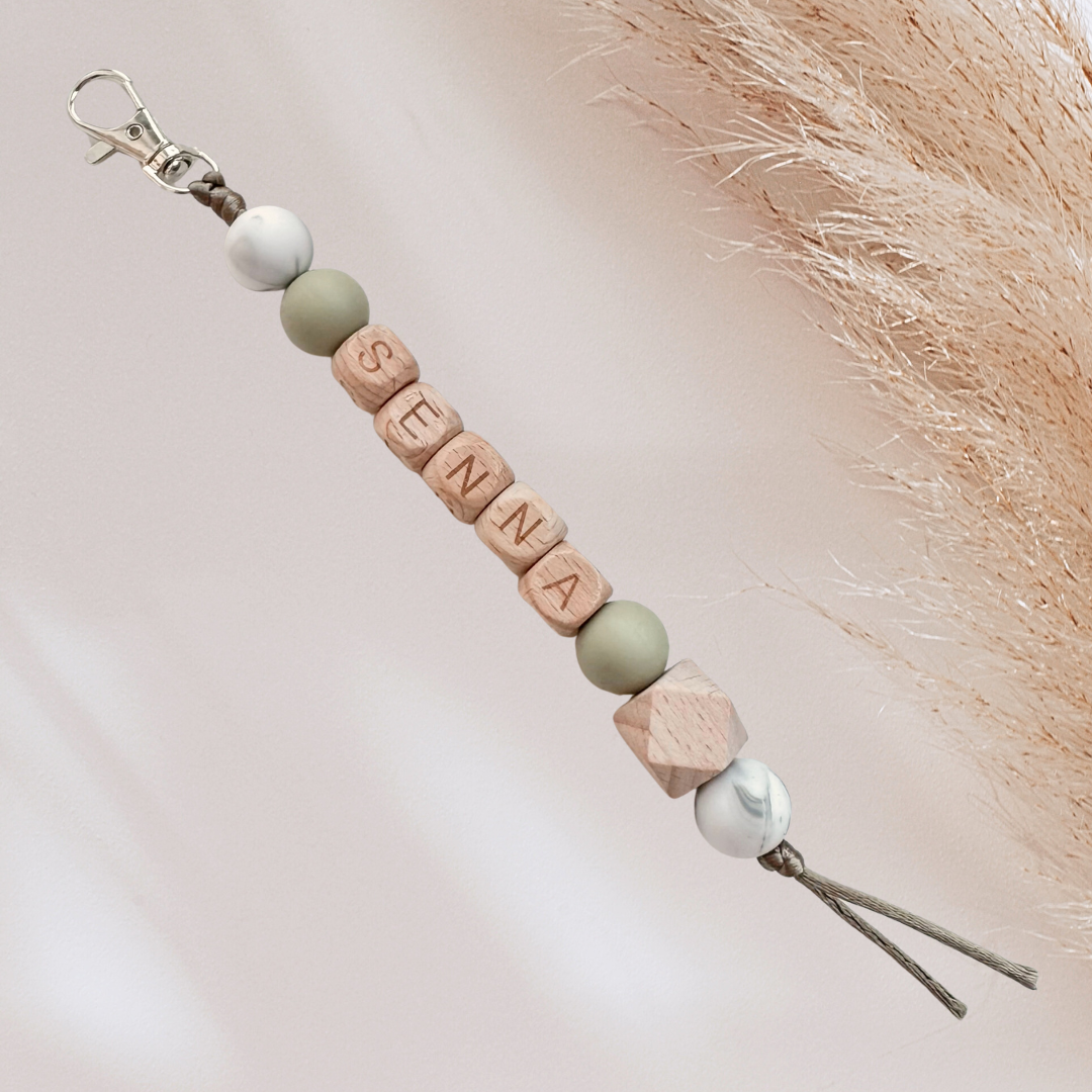 Sleutelhanger met naam marmer groen