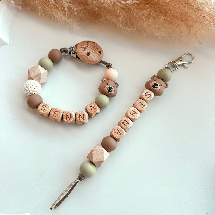 Sleutelhanger met naam beer groen