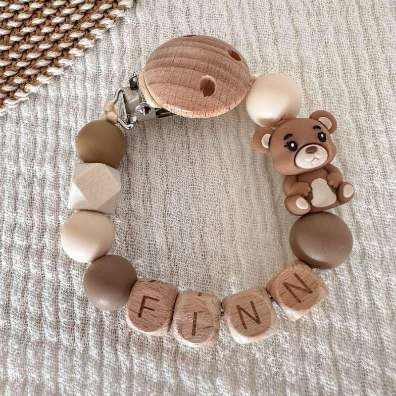 Speenkoord met naam | Beer Naturel Hout