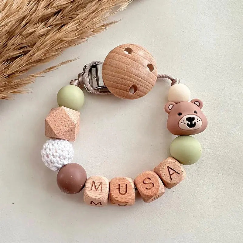 Speenkoord met naam - Beer Groen - MiniDulce