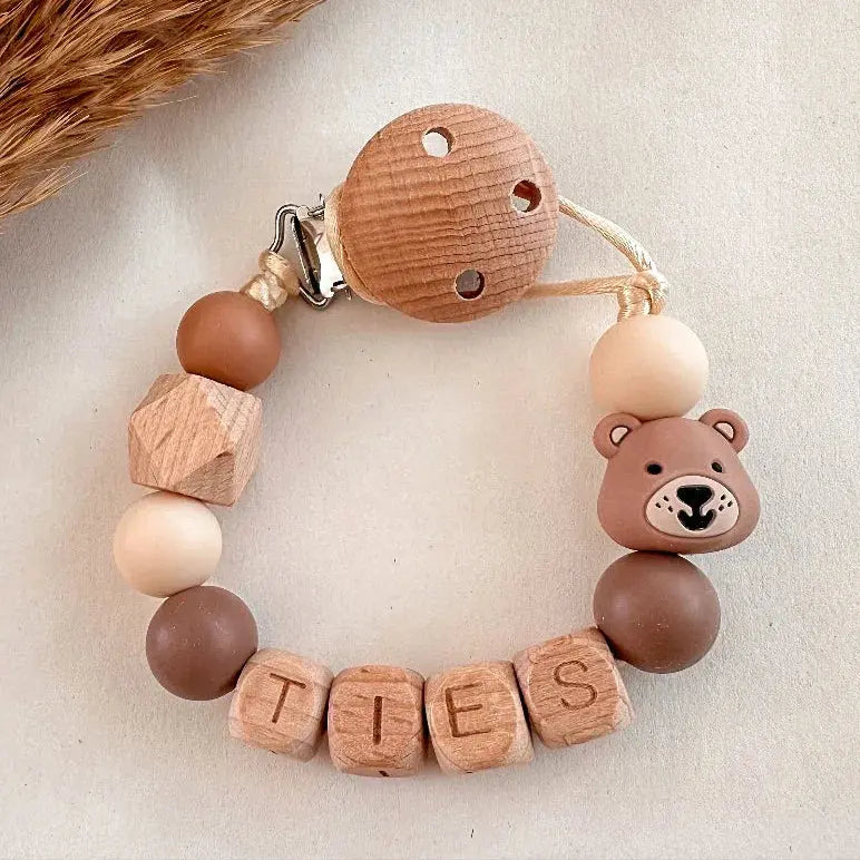 Speenkoord met naam - Beer Natural - MiniDulce