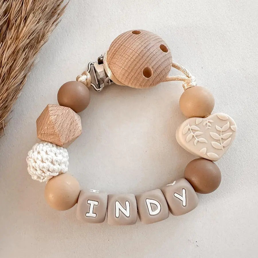 Speenkoord met naam – Hartje Naturel - MiniDulce