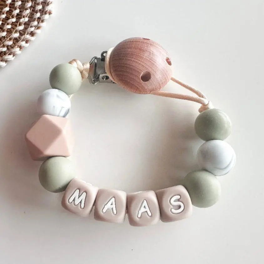 Speenkoord met naam - Marmer Groen - MiniDulce