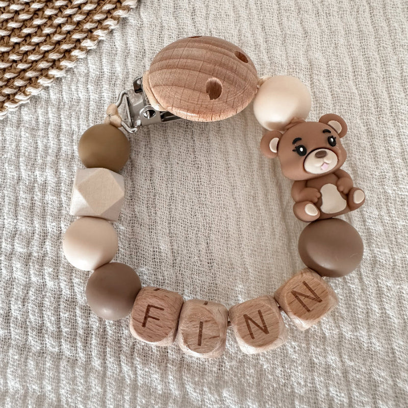 Speenkoord met naam | Beer Naturel Hout