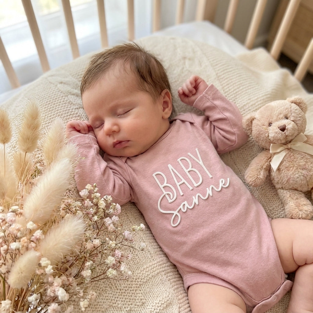 Baby bodysuit with Name Pink | Double Name | May Mays