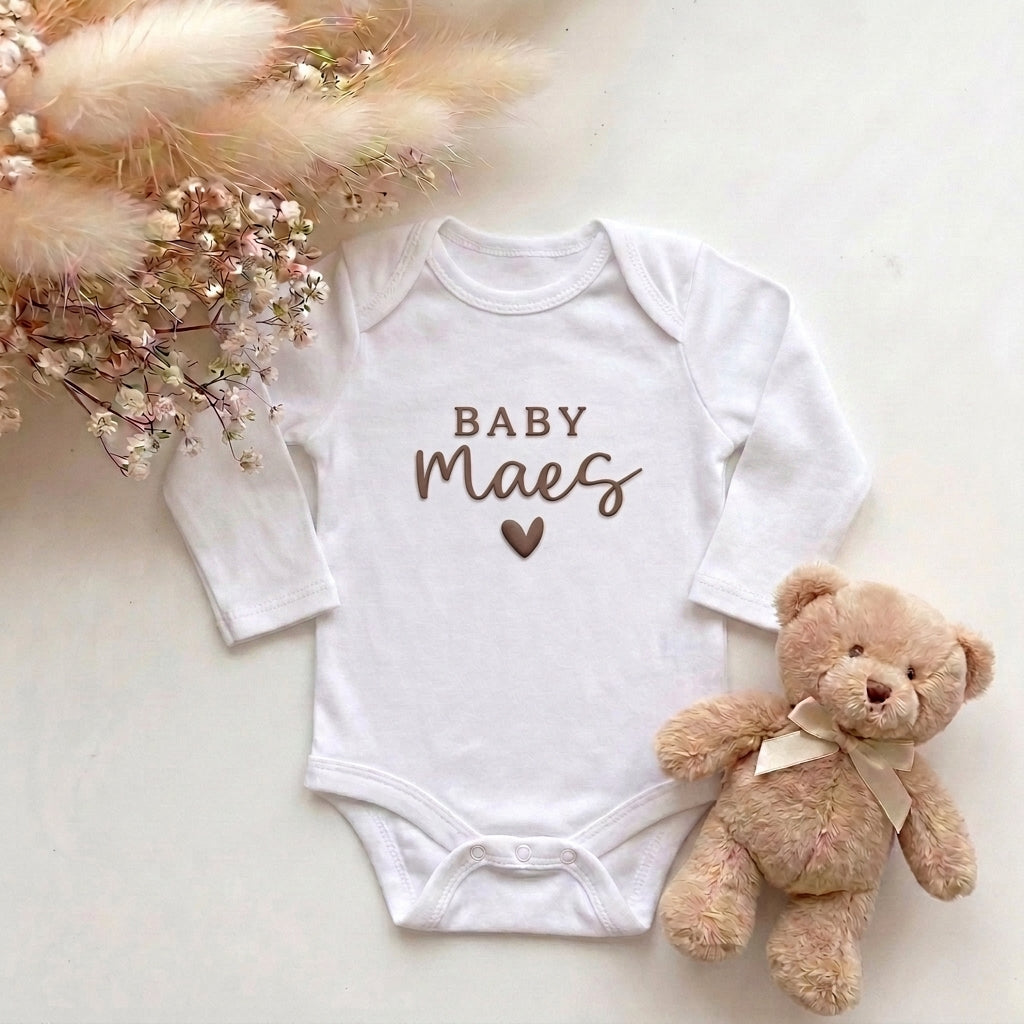 Romper met Naam Wit | Baby Naam Hartje | May Mays