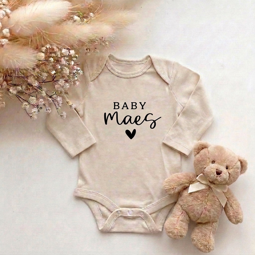 Romper met Naam Beige | Baby Naam Hartje | May Mays