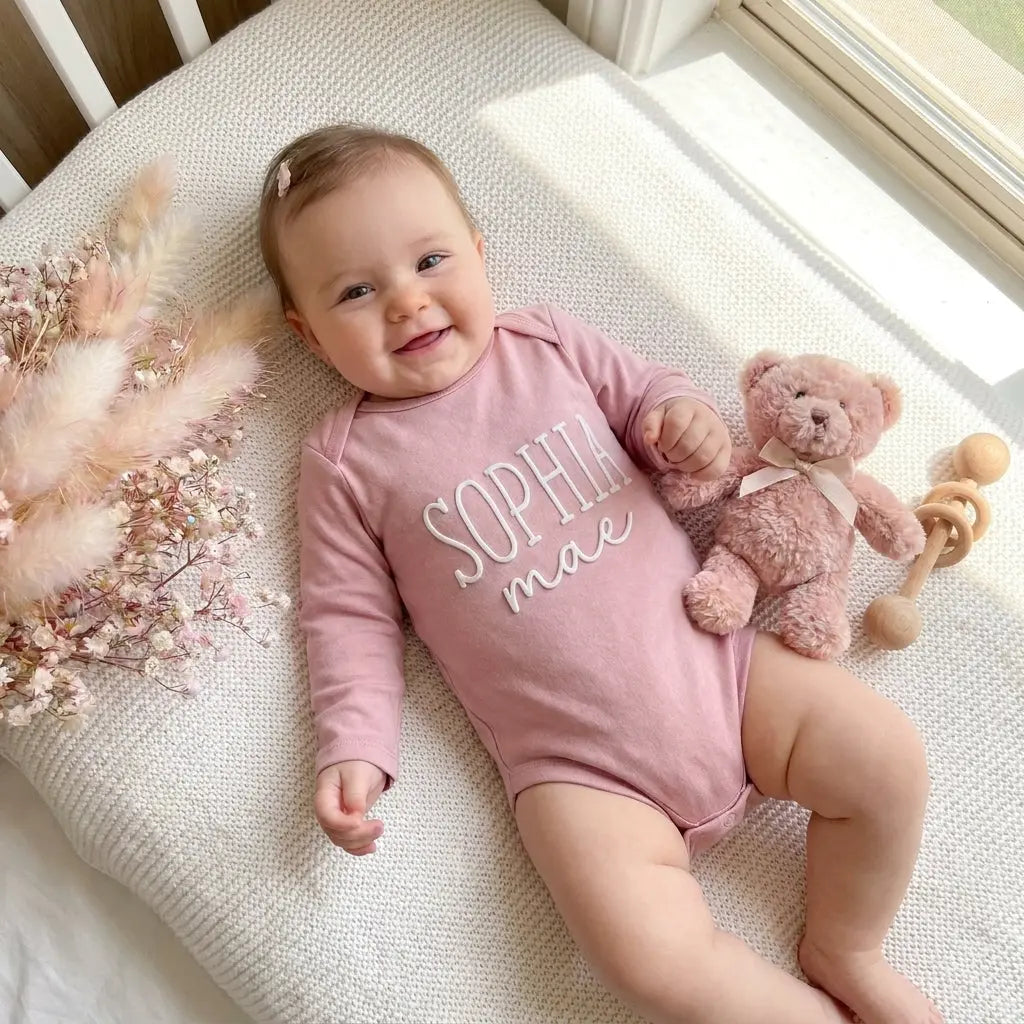 Baby bodysuit with Name Pink | Double Name | May Mays
