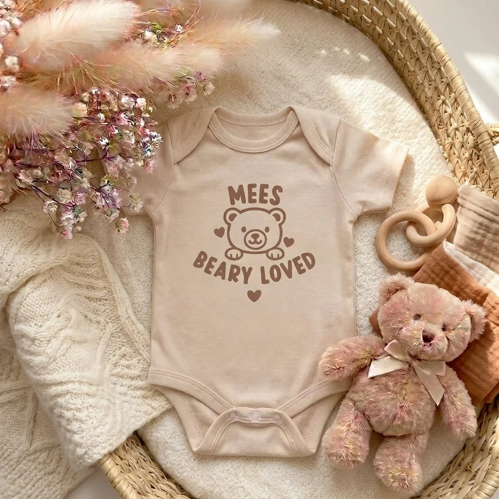 Romper met Naam beige | Beer Beary Loved | May Mays
