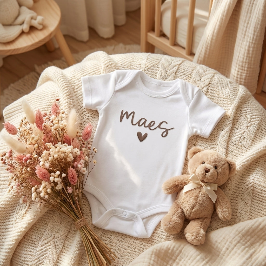 Romper met Naam Wit | Hartje | May Mays