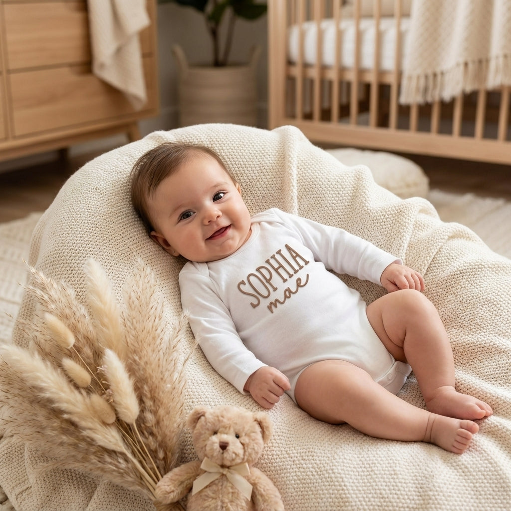 baby rompertje naam wt lange mouw