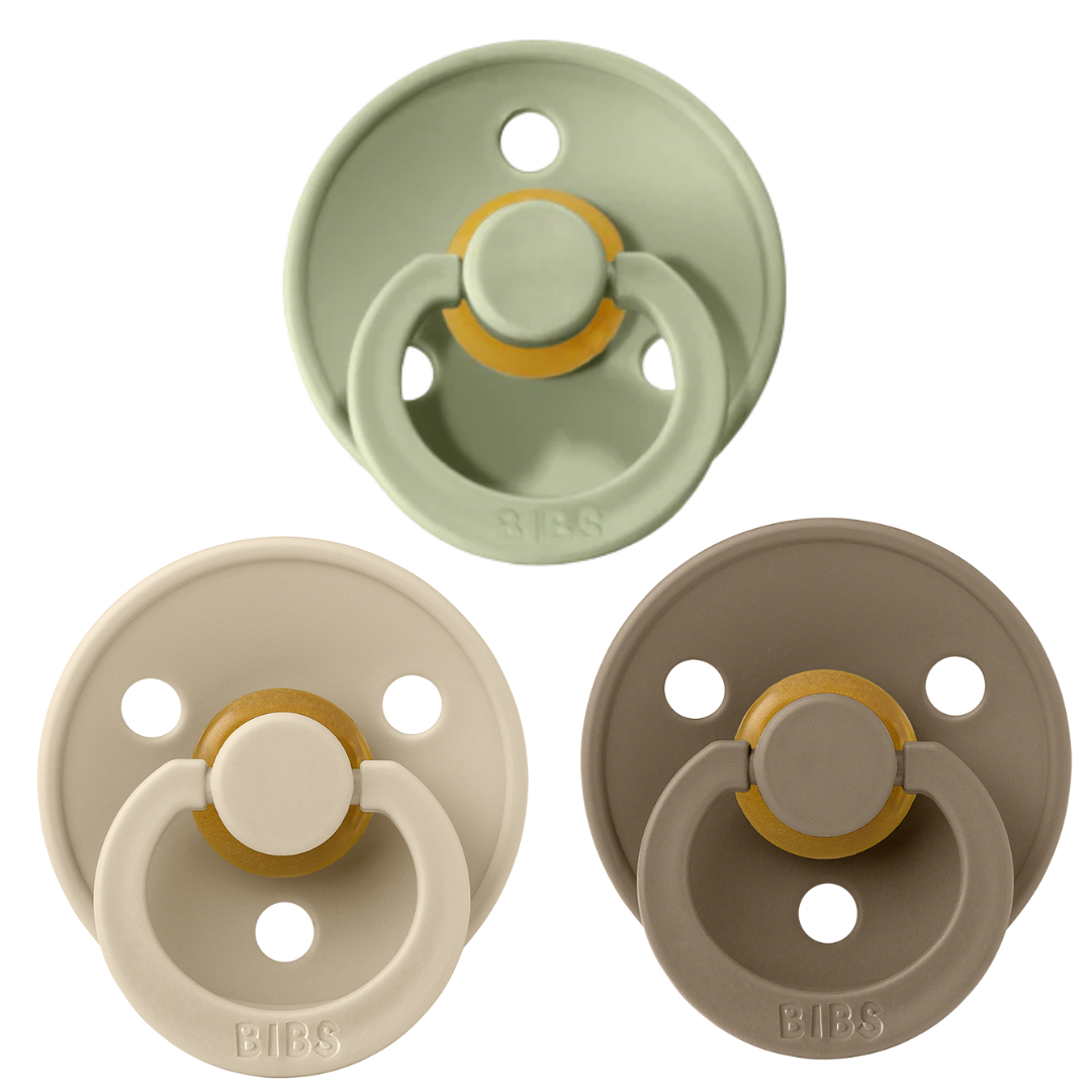 BIBS Colour Vanilla, Dark Oak en Sage | Rond | Maat 2 (0-36 m)