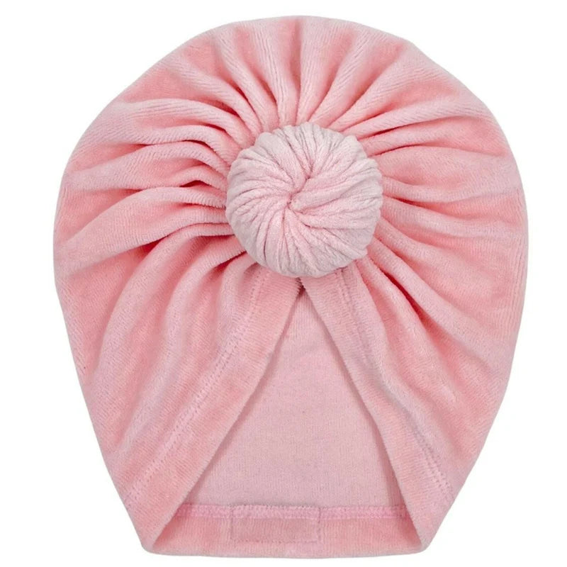 turban mutsje velvet roze