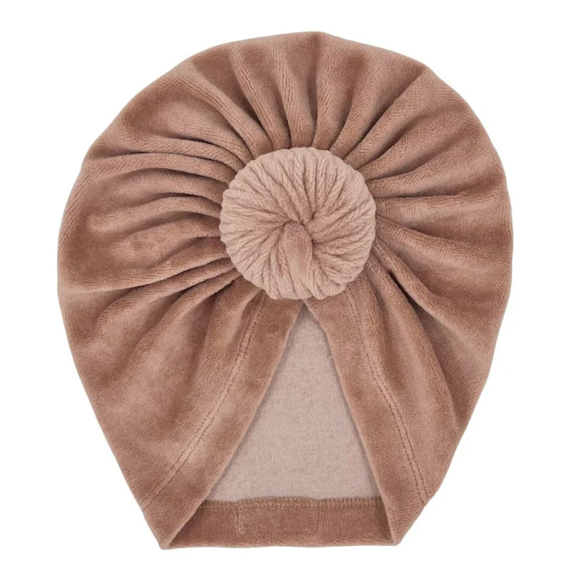 turban mutsje velvet taupe