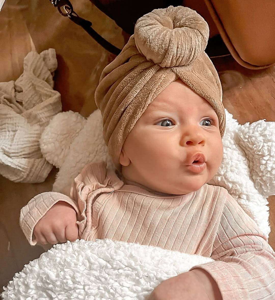turban mutsje velvet taupe