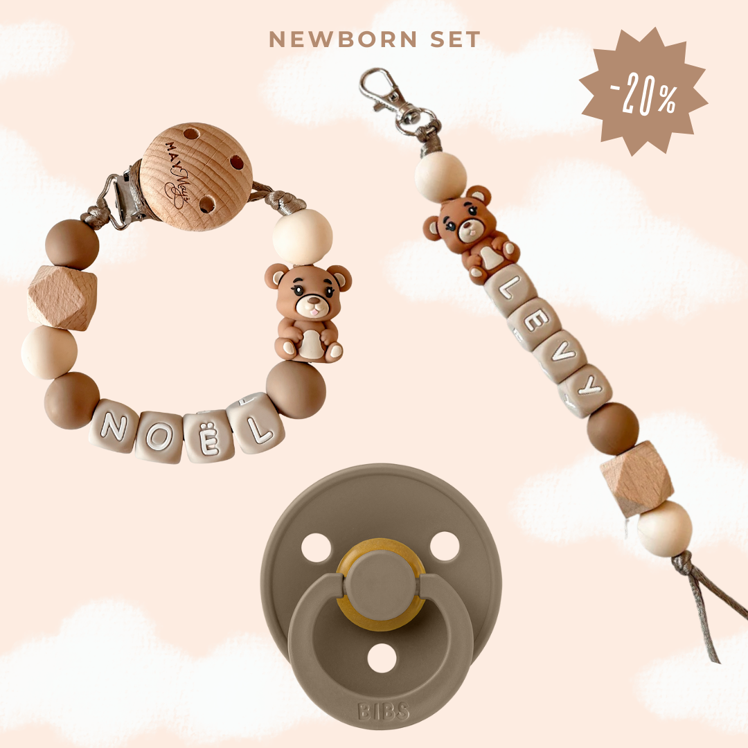 Newborn Cadeauset met Naam - Beer Naturel - May Mays