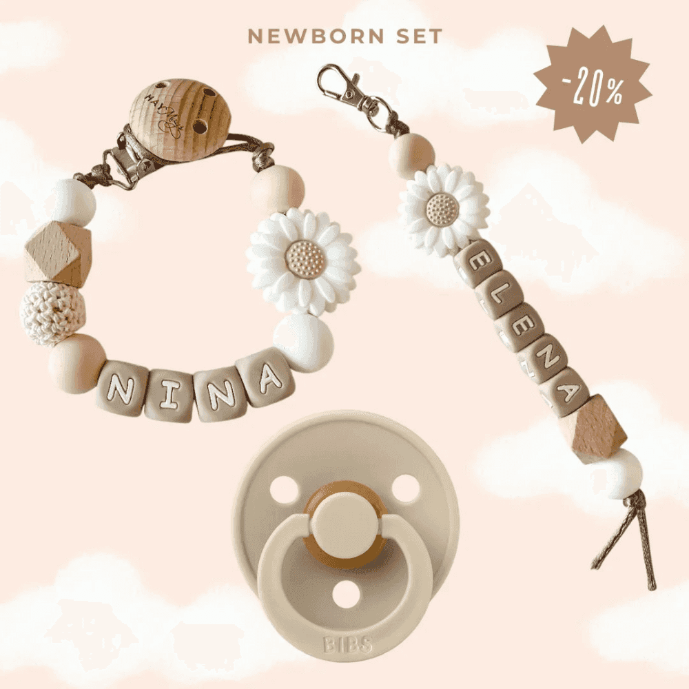 Newborn Cadeauset met Naam – Bloem Wit - May Mays