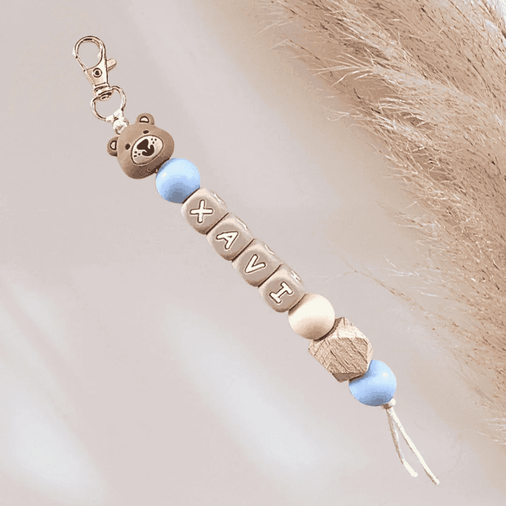 Sleutelhanger met naam beertje blauw - May Mays