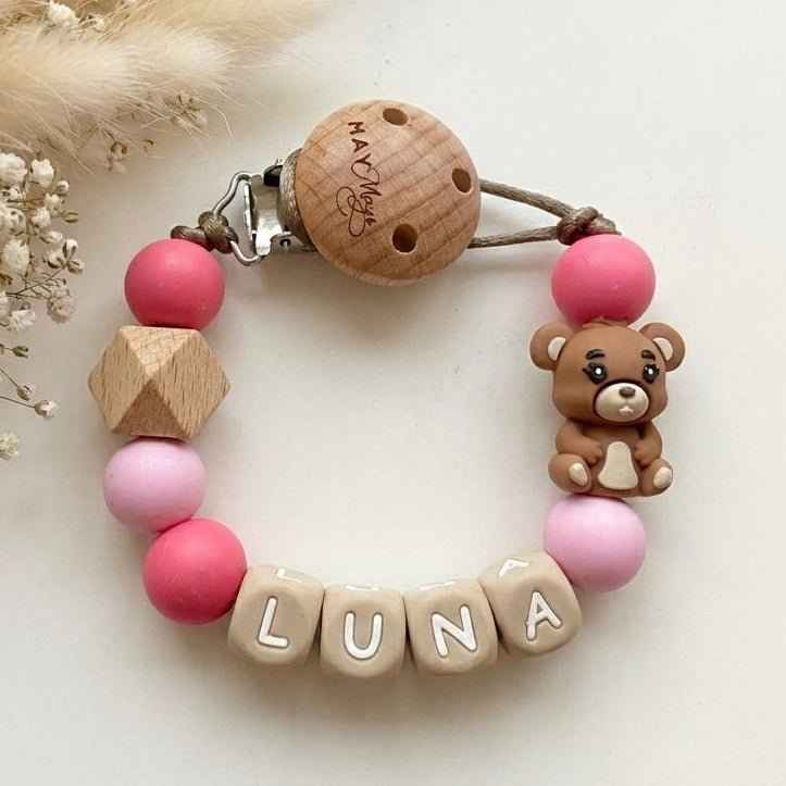 Pacifier cord named pink bear