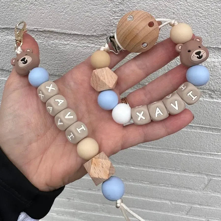 speenkoord en sleutelhanger beertje blauw