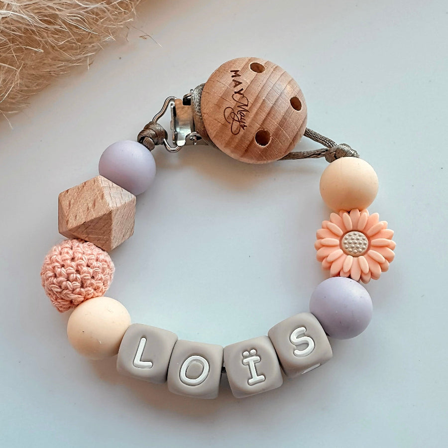 speenkoord met naam bloem pastel