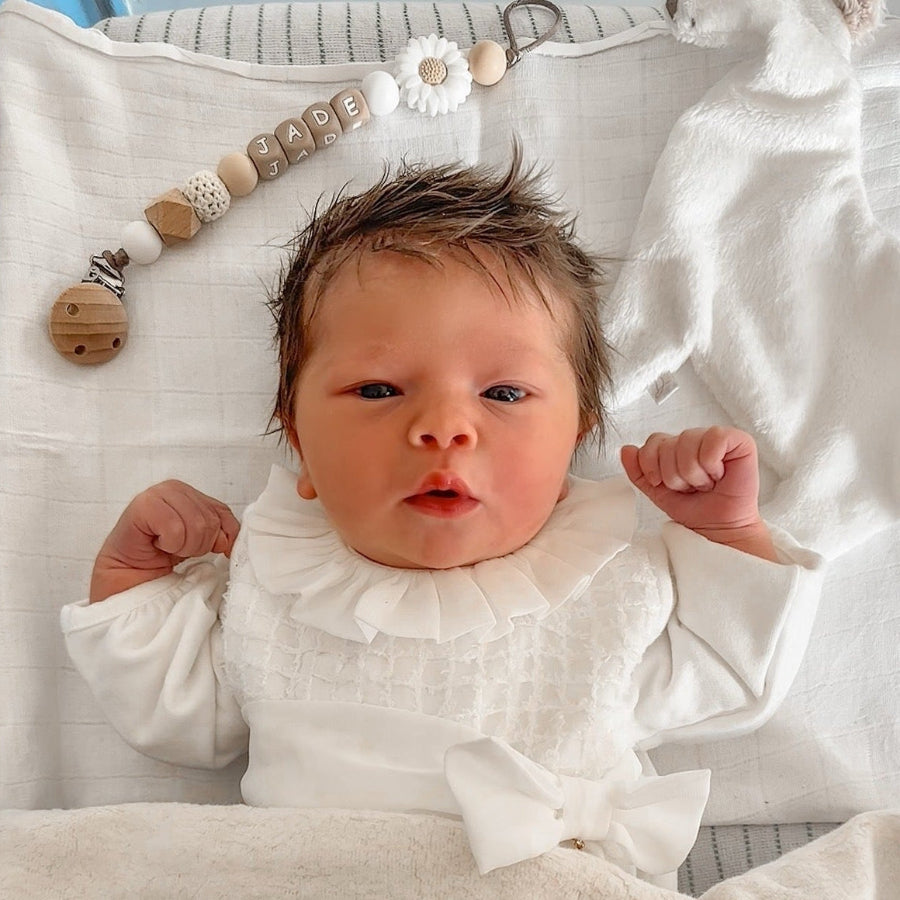 speenkoord met naam bloem wit may mays