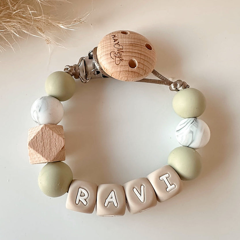 speenkoord met naam marmer groen