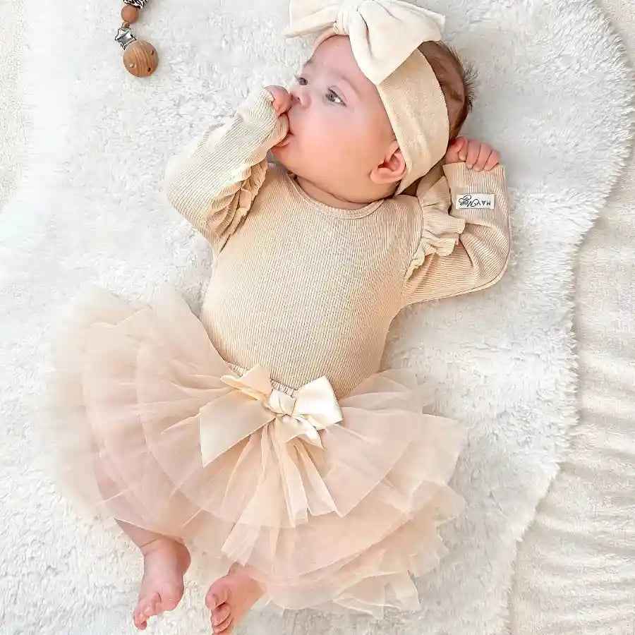 Tutu rokje met bloomer broekje beige Annabel - May Mays