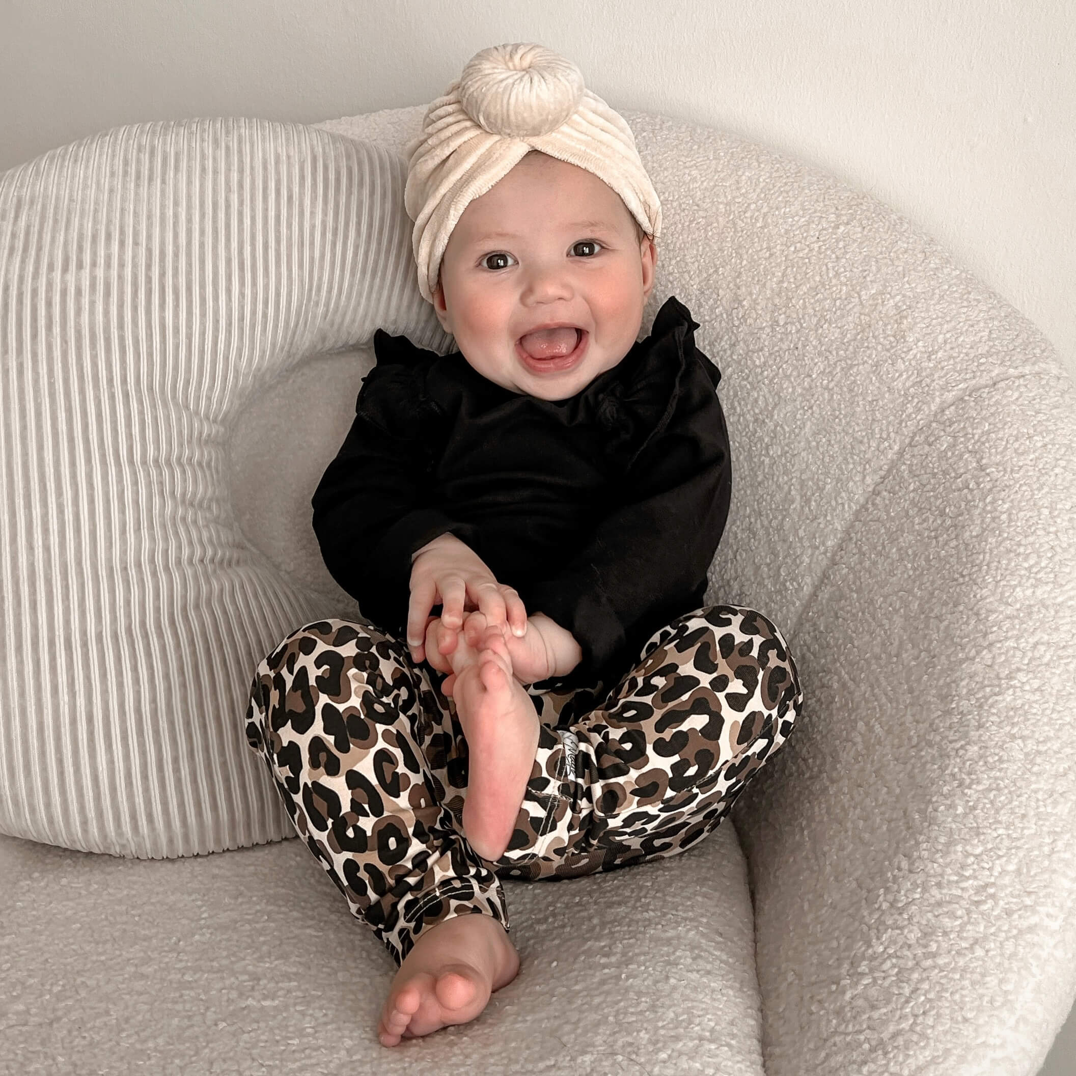 Mae Babymutsje | Turban Velvet Beige | 0-2 jaar - May Mays