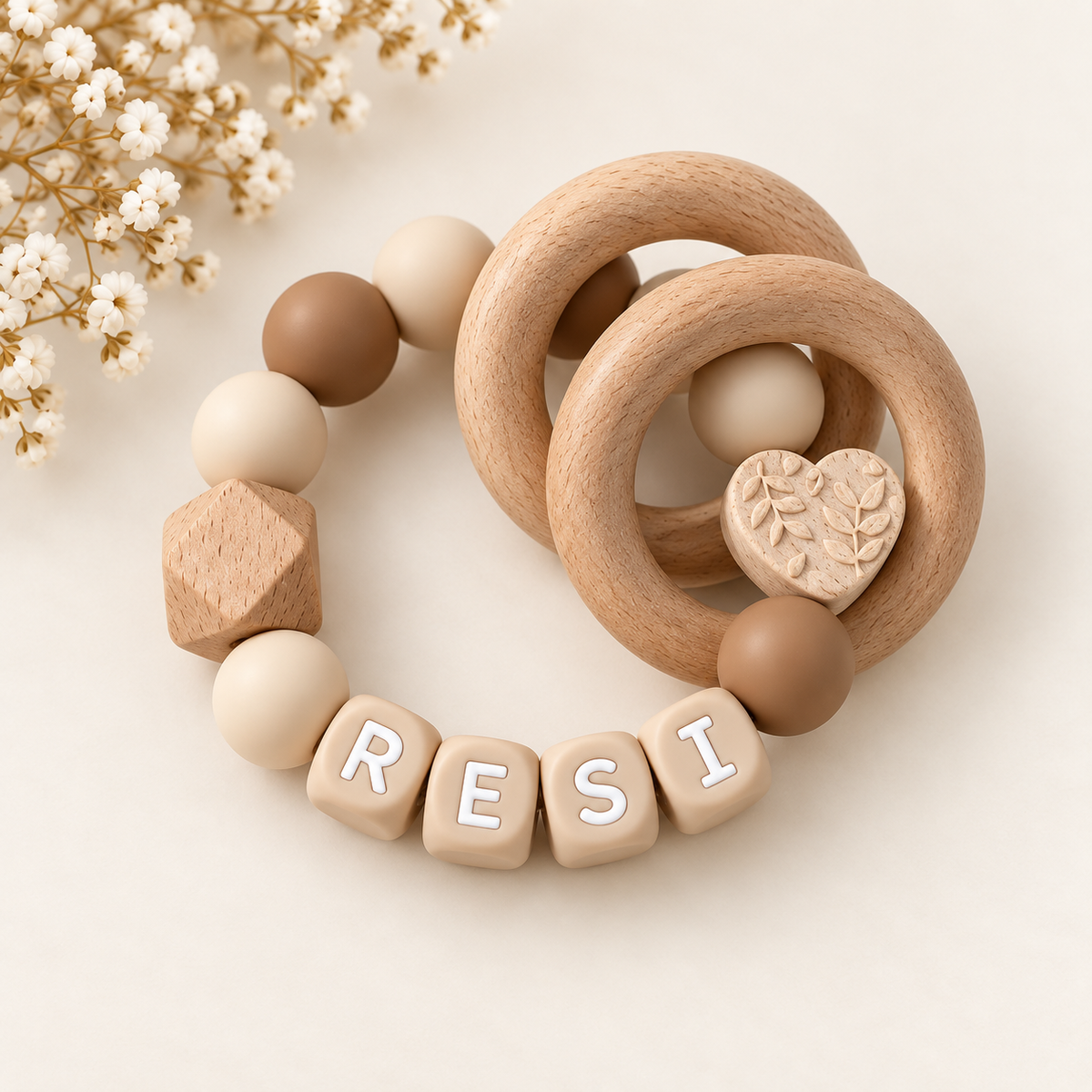 Beißring mit Namen Bärchen Rosa