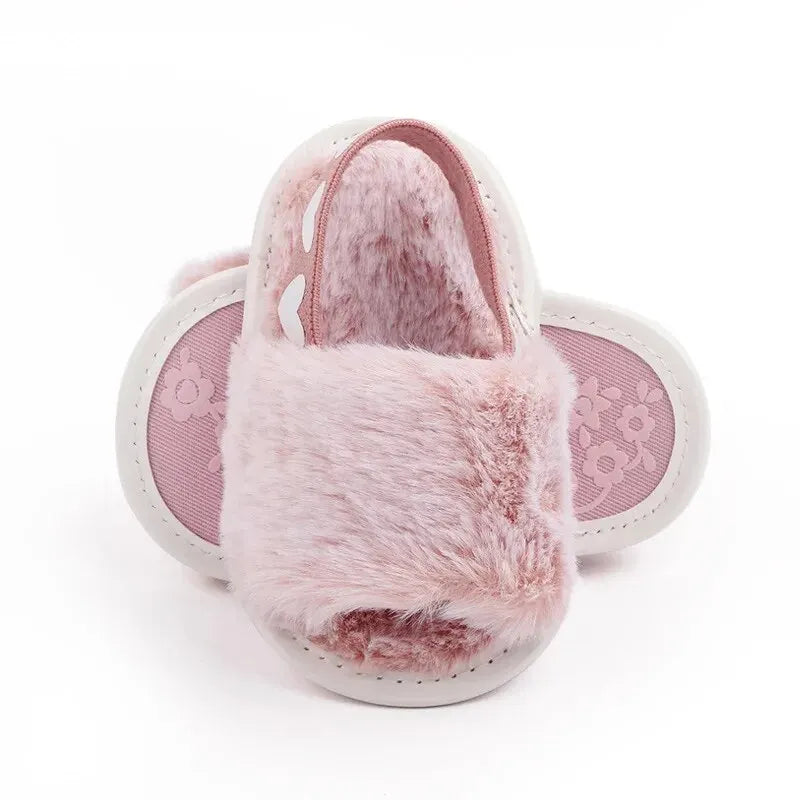 Slofjes slippers bont roze