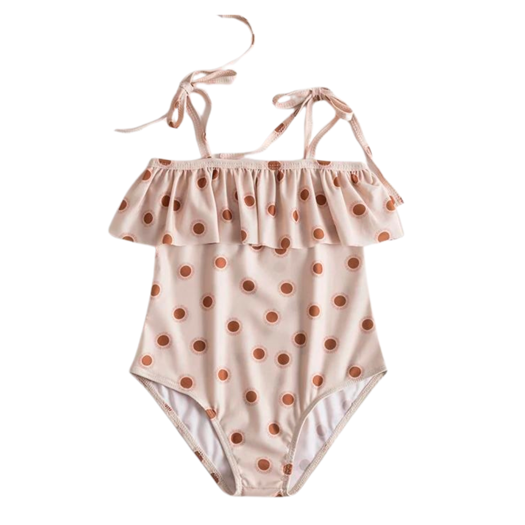 Swimsuit ruffle suns beige