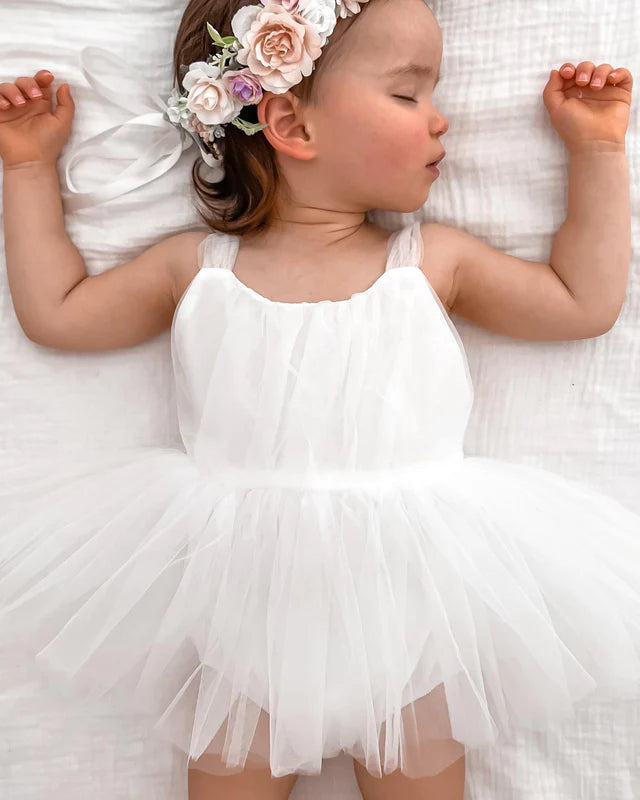 Romper dress tulle white Alexia