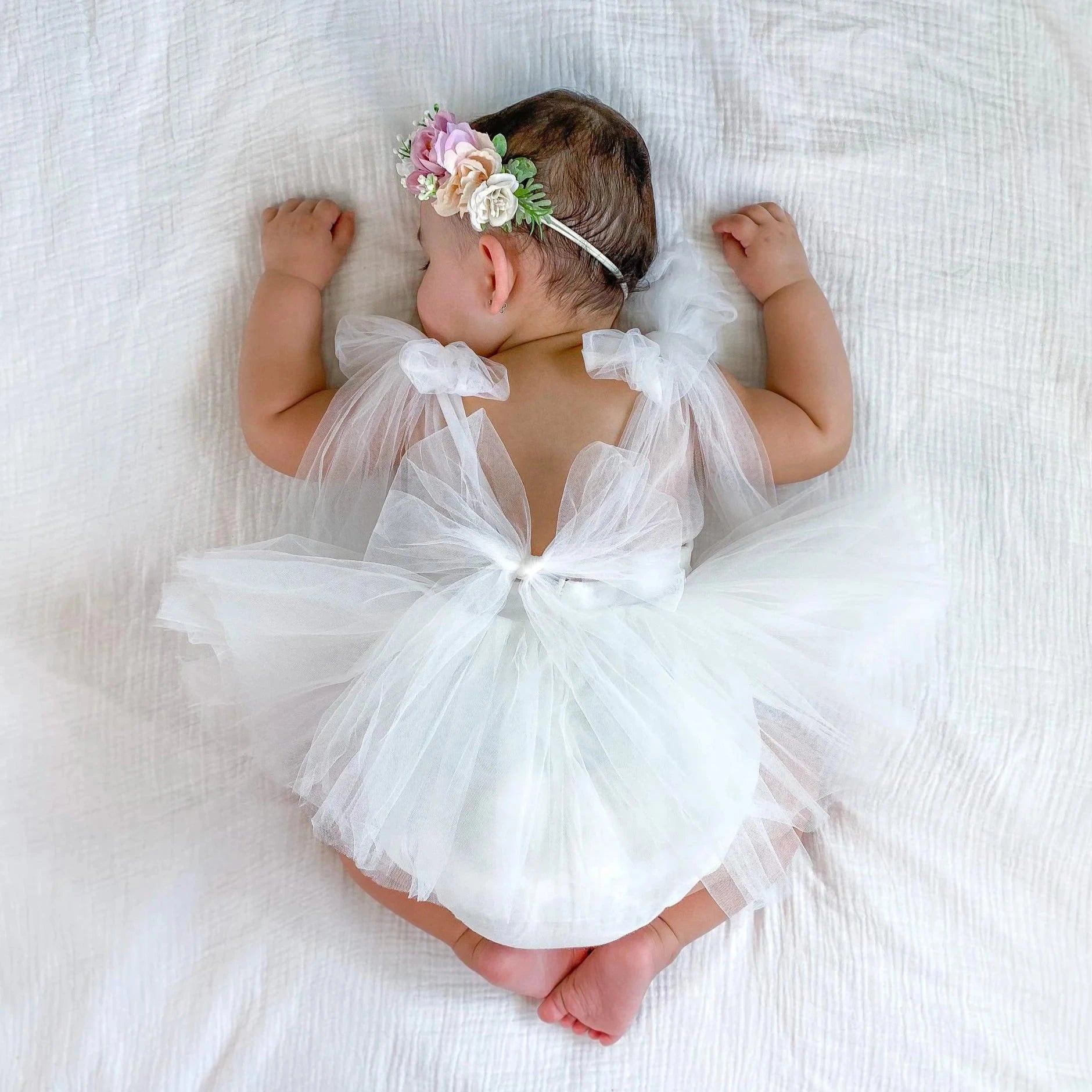 Romper dress tulle white Alexia