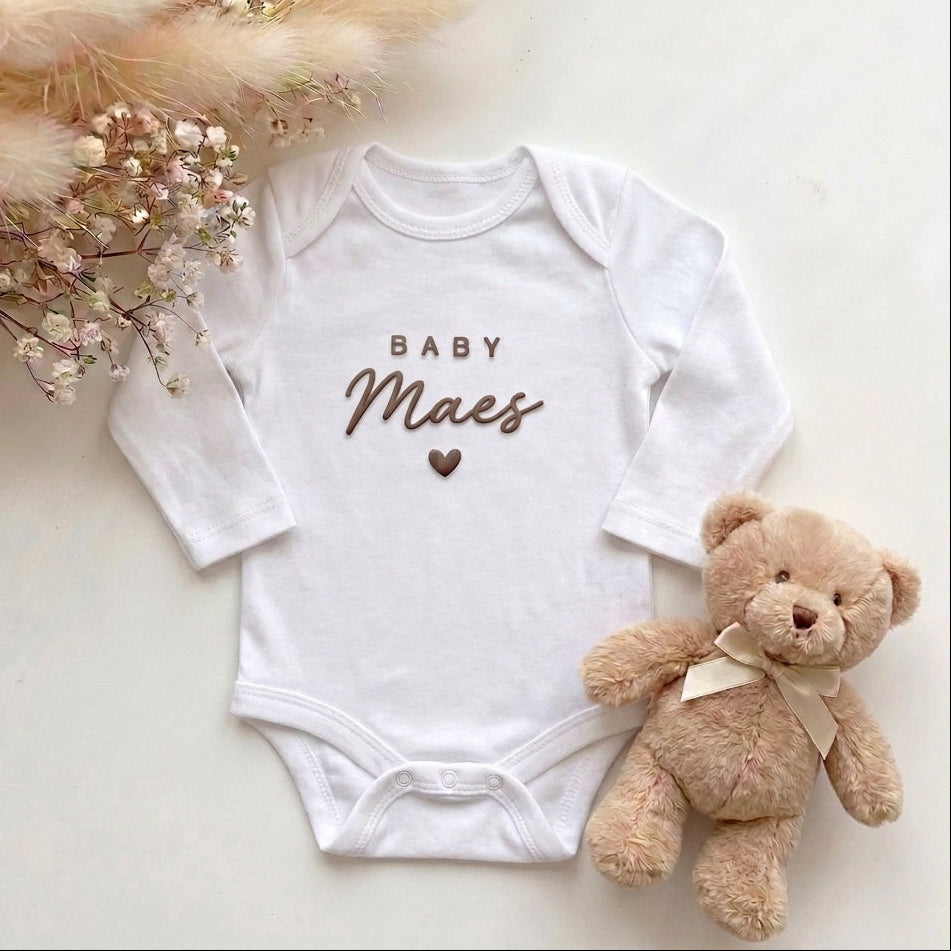 Romper met Naam Wit | Baby Naam Hartje | May Mays