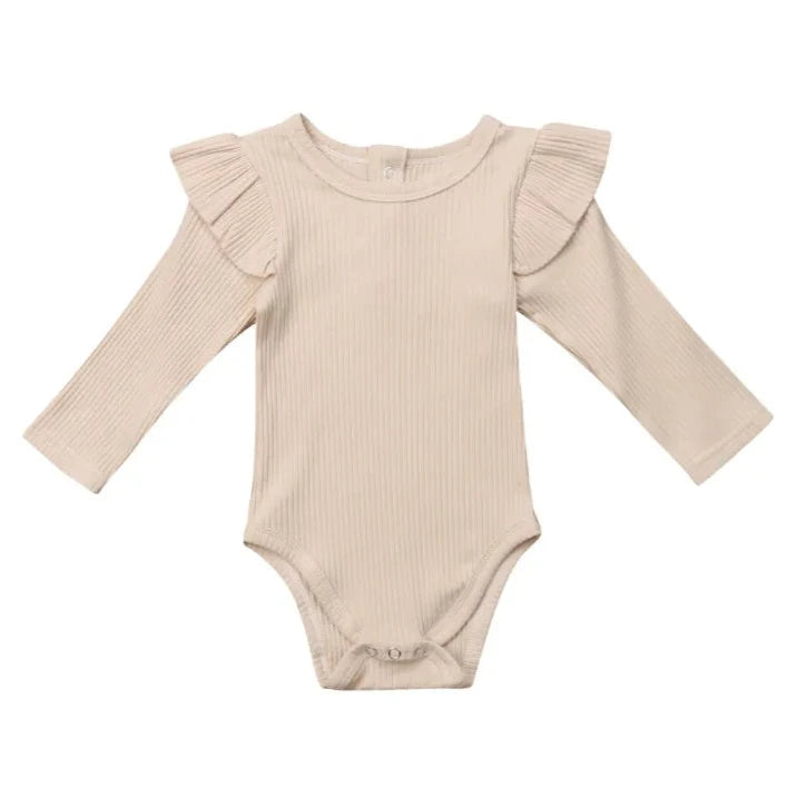 Romper ruffle rib beige Isabelle