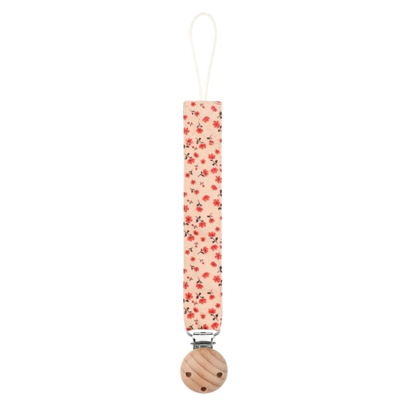 Schnullerclip Stoff Blumen orange Flora