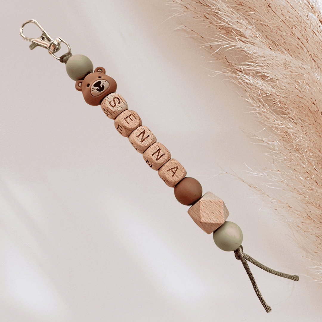 Sleutelhanger met naam beer groen