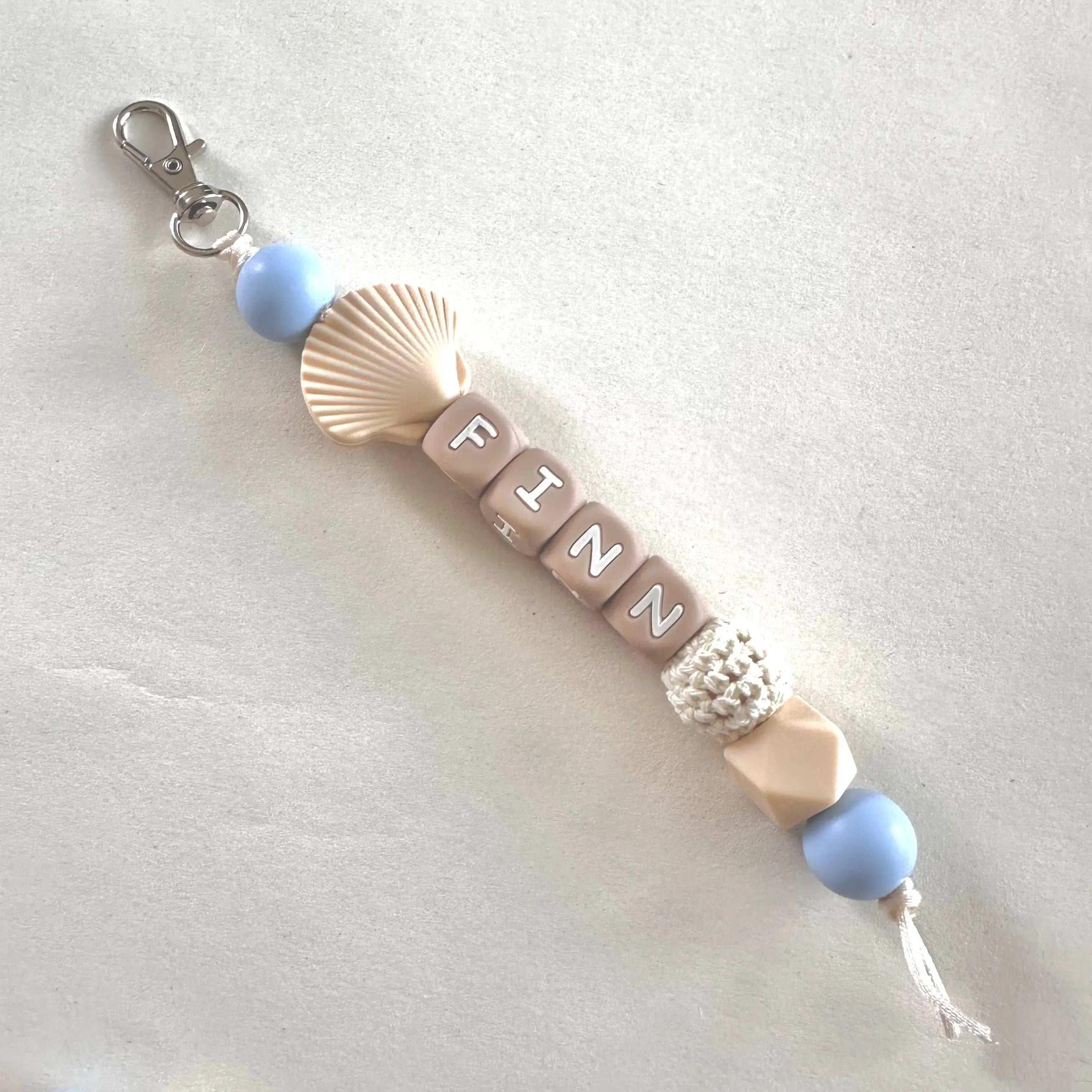Sleutelhanger met naam - schelp blauw Mini Dulce