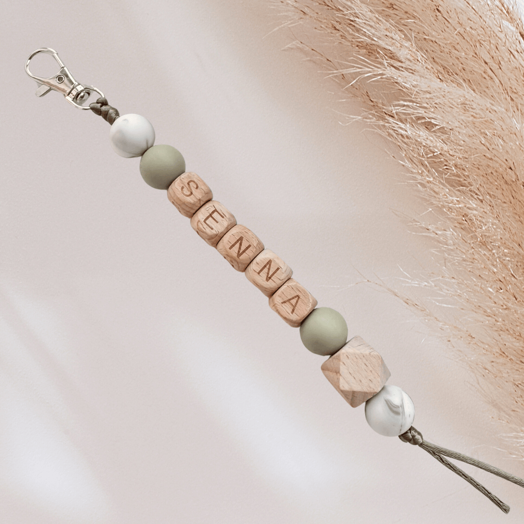 Sleutelhanger met naam marmer groen